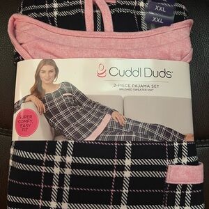 Cuddl Duds Pink and Black Plaid Pajama Set
